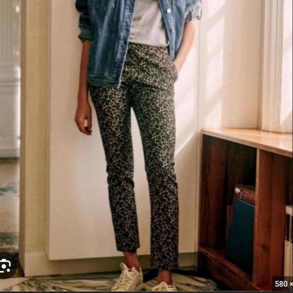 Sezane Clara Leopard Print Jaquard Pants, size 38/US 6